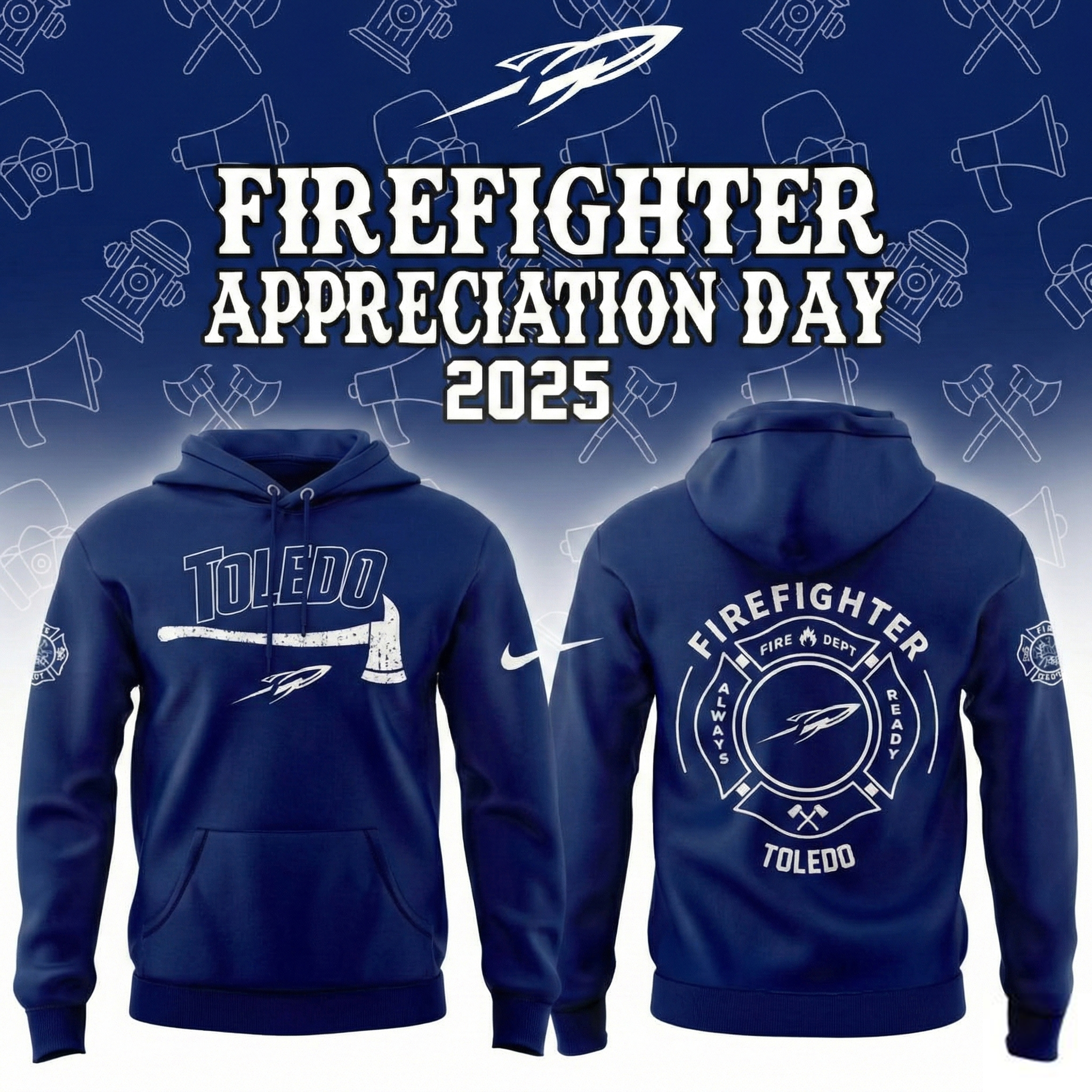 Toledo Rockets Firefighters Appreciation NCAA Gameday Hoodie Rockets Merch Best Gift For Football Fans
