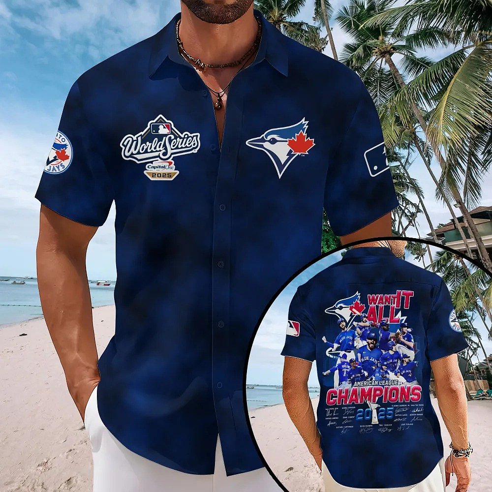 Toronto Blue Jays 2025 American League Champions Hawaiian Shirt MLB Merch Baseball Gift