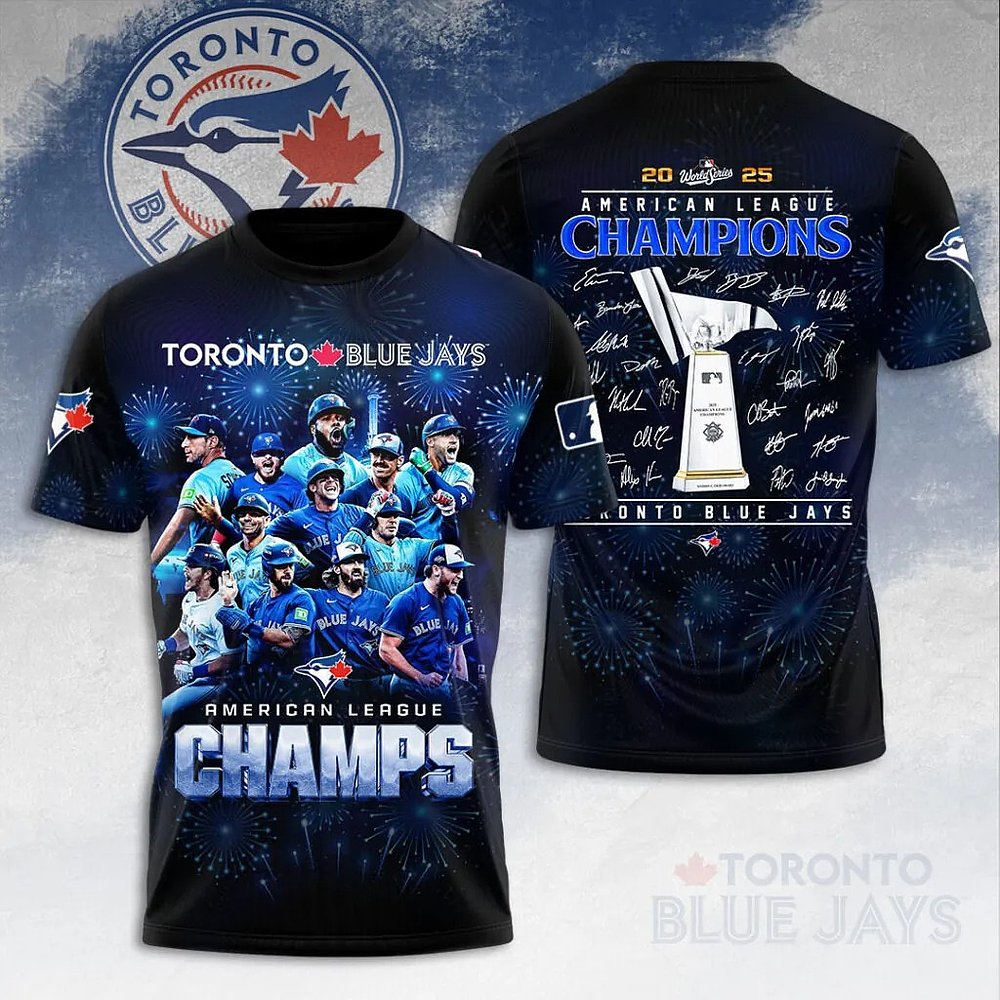 Toronto Blue Jays 2025 American League Champions Signature T-Shirt MLB Apparel Toronto Baseball Gift