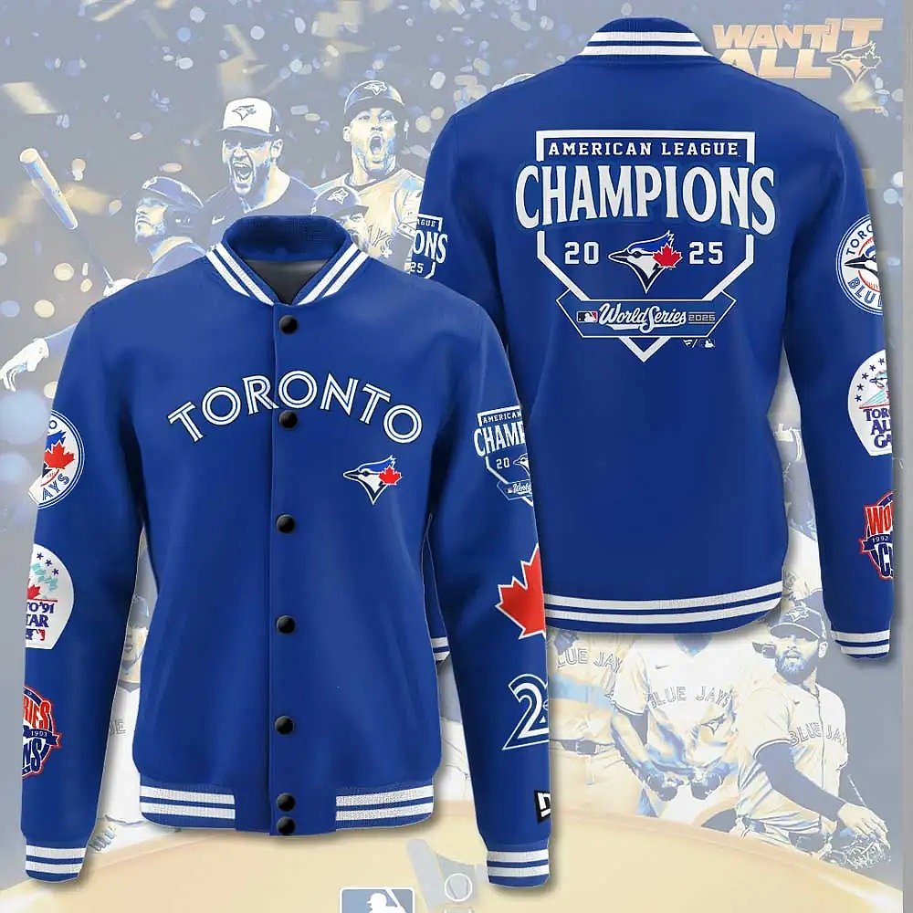 Toronto Blue Jays Champions Baseball Jacket MLB Baseball Game Day Merch Gift For Blue Jays Fans