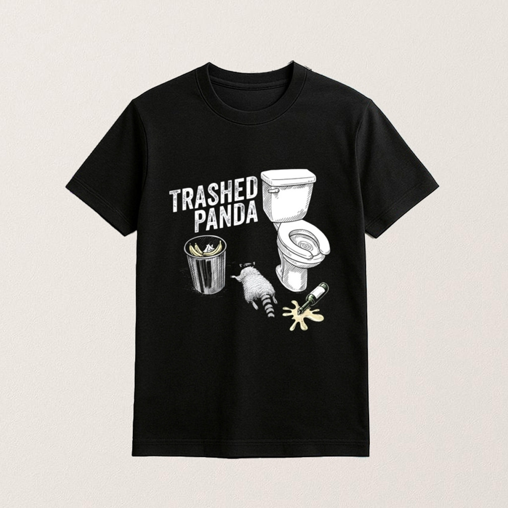 Trashed Panda Shirt Funny Drunk Raccoon T-Shirt For Husband