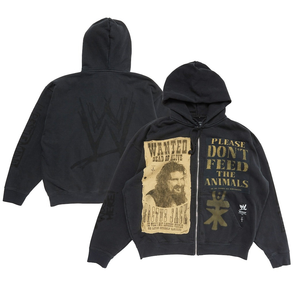 Travis Scott WWE Cactus Jack Merch Zip Hoodie Wrestlemania CJ Double Cactus Jack Mick Foley