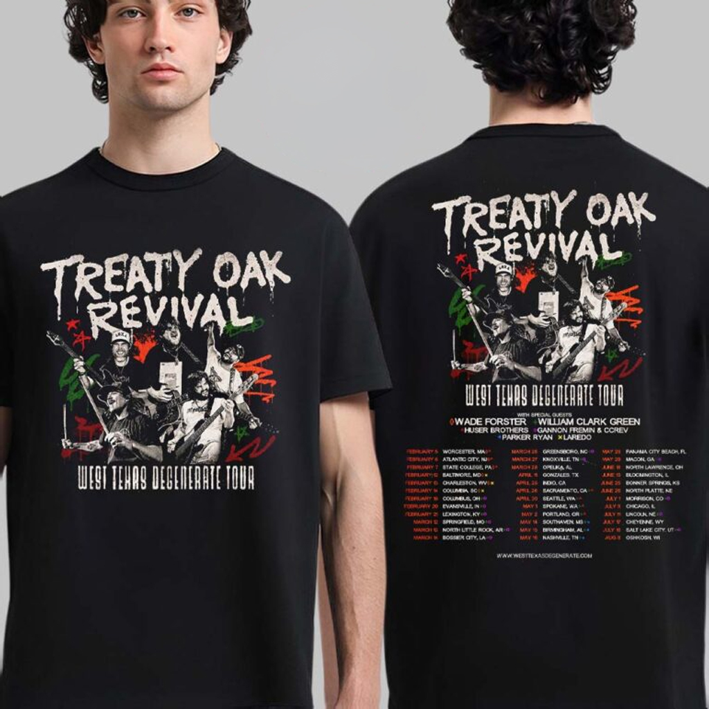 Treaty Oak Revival West Texas Degenerate Tour 2026 North American City Dates T-Shirt Fan Merch