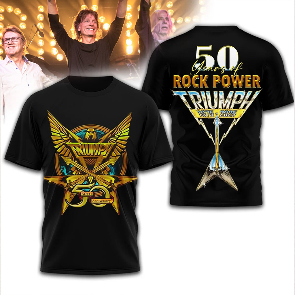 Triumph Merch Triumph 50Th Anniversary T-Shirt 50 Years Of Rock Power T-Shirt Fan Gifts
