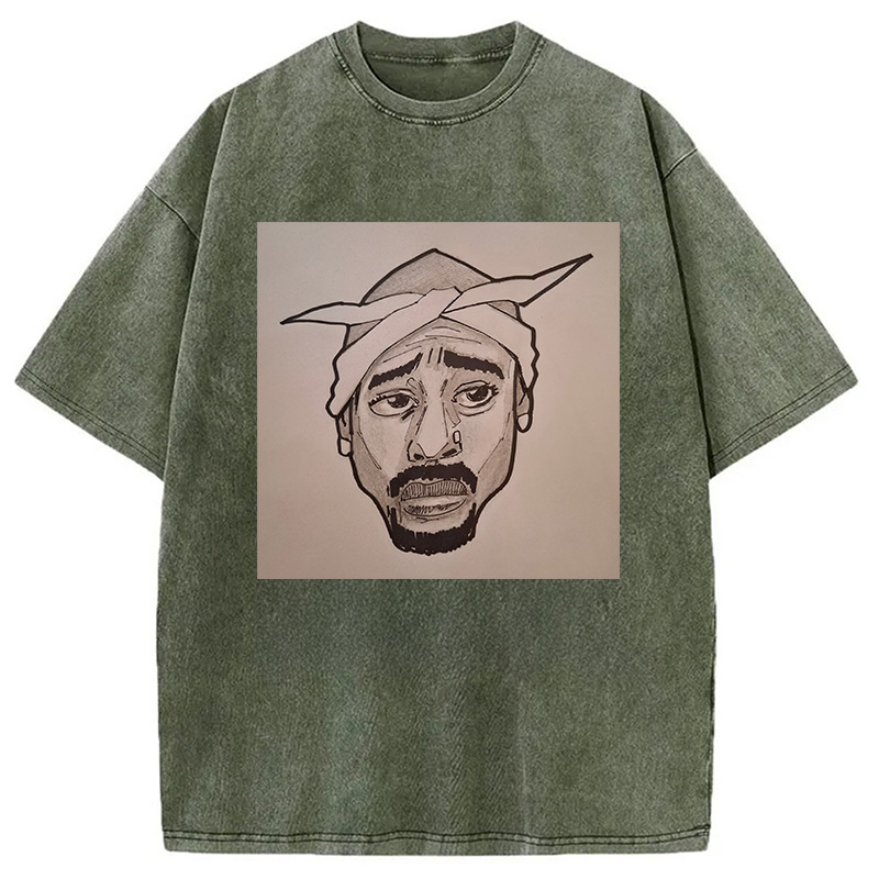 Tupac Washed T-Shirt Unique Aesthetic Fashion Tee Gifts For Brother