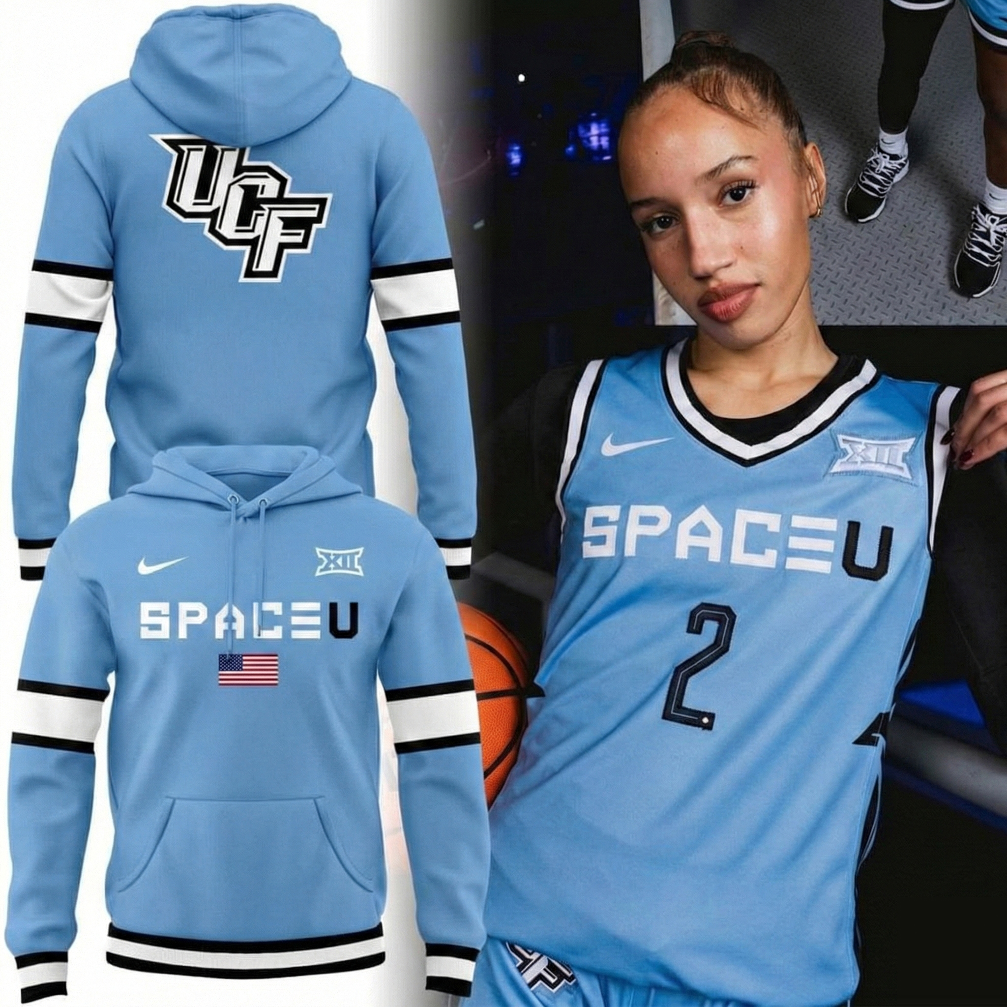 UCF Knights Basketball Canaveral Blue Space Hoodie Knights Apparel Best Gift For NCAA Fans