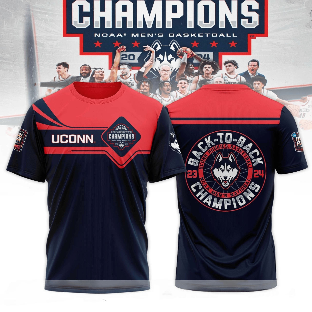 UConn Huskies 2024 NCAA Men's Basketball National Champions Shirt Gifts For Son