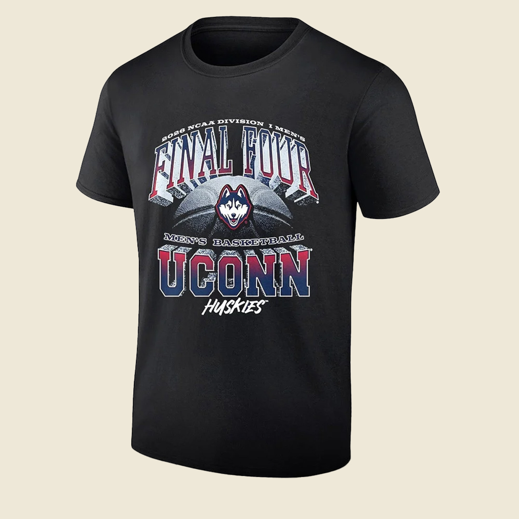 UConn Huskies Final Four 2026 NCAA Men's Basketball Champions Black T-Shirt