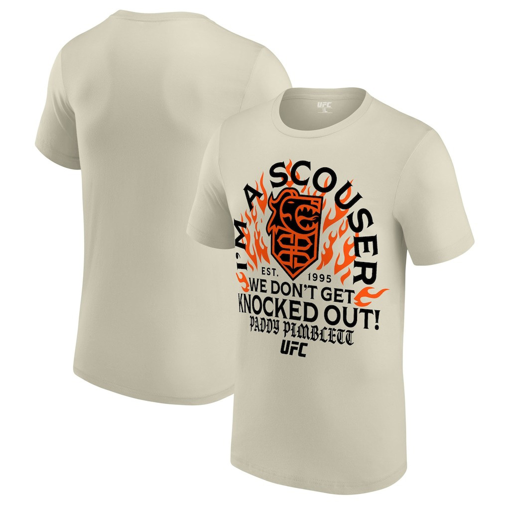 UFC Mens Cream Paddy Pimblett Scouser T-Shirt MMA UFC Fighter Merch Best Gift For Fans