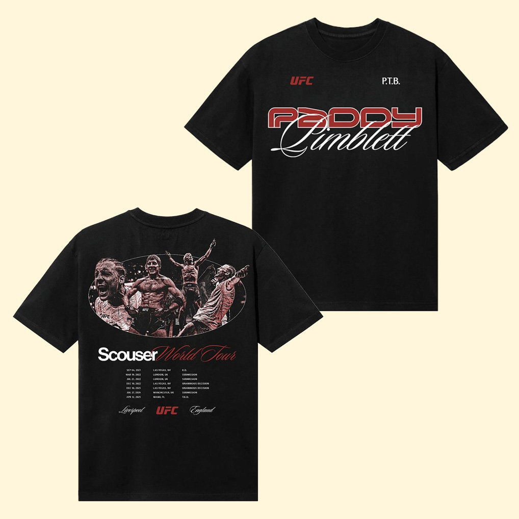 UFC Mens Paddy Pimblett UFC 324 World Tour Black T-Shirt MMA UFC Fighter Merch Best Gift For Fans
