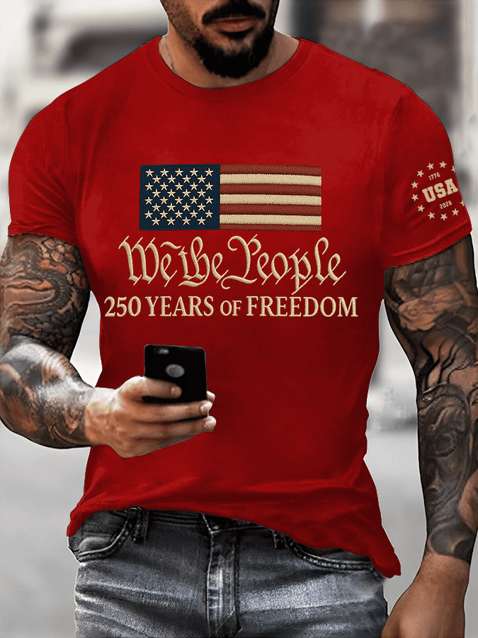 USA 250 Years Of Freedom Shirt We The People 1776 2026 Men's Patriotic T-Shirts July 4 Gifts