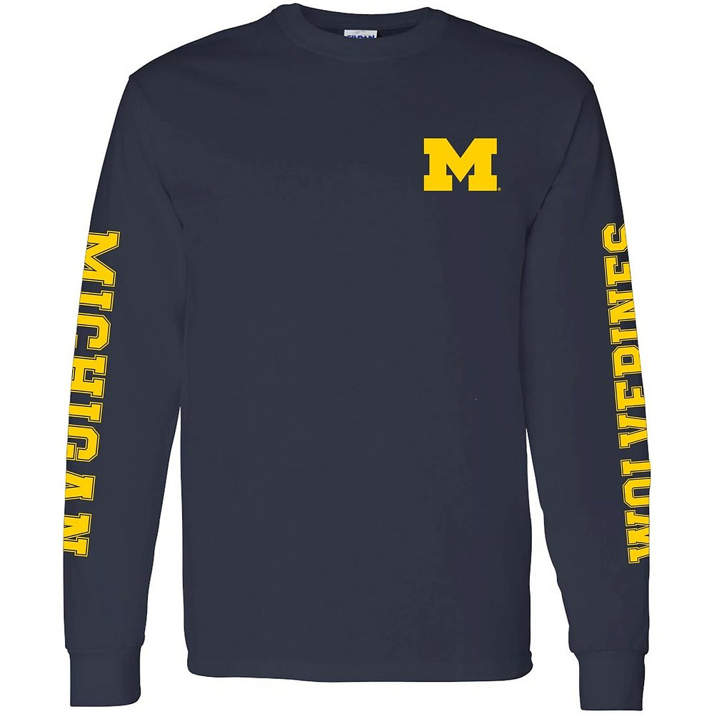 University Michigan Wolverines Sleeve Print Long Sleeve Shirt