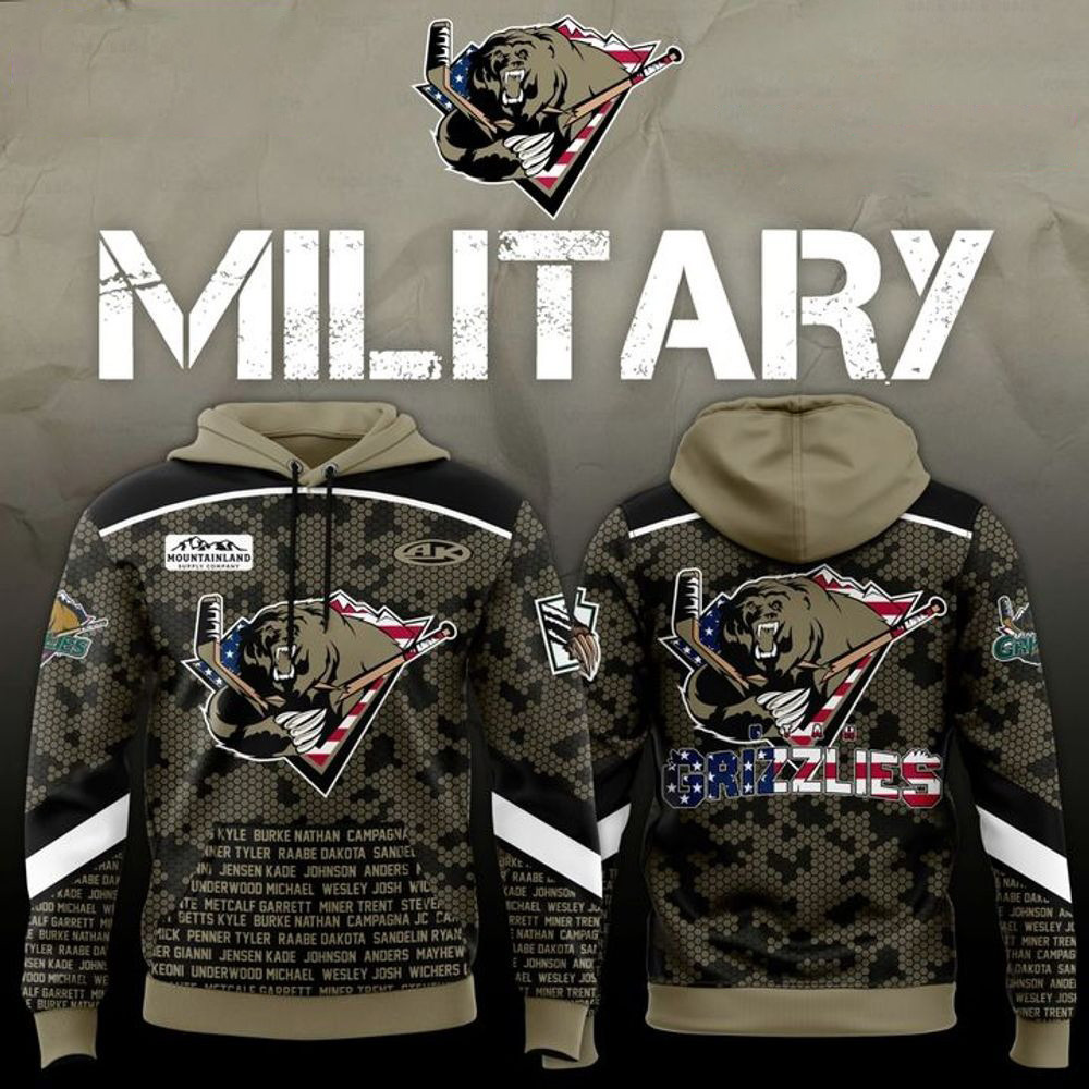 Utah Grizzlies x Military Memorial Day 2025 Hoodie Utah Grizzlies Merch Cool Gifts For Dad