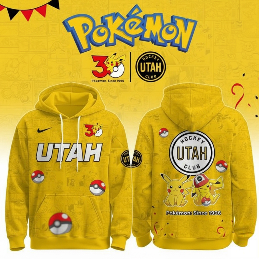 Utah Mammoth NHL Pokemon 30th Anniversary Hoodie Mammoth Merch Best Gift For NHL Fans