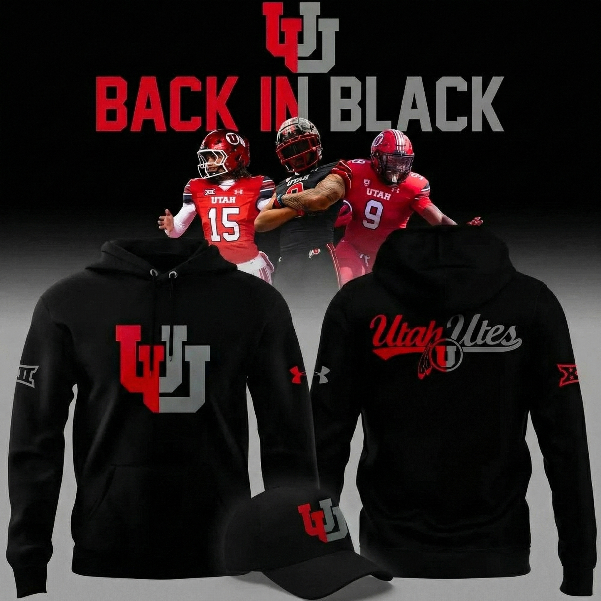 Utah Utes Back In Black Hoodie Utah Utes Merchandise Best Gift For Football Fans