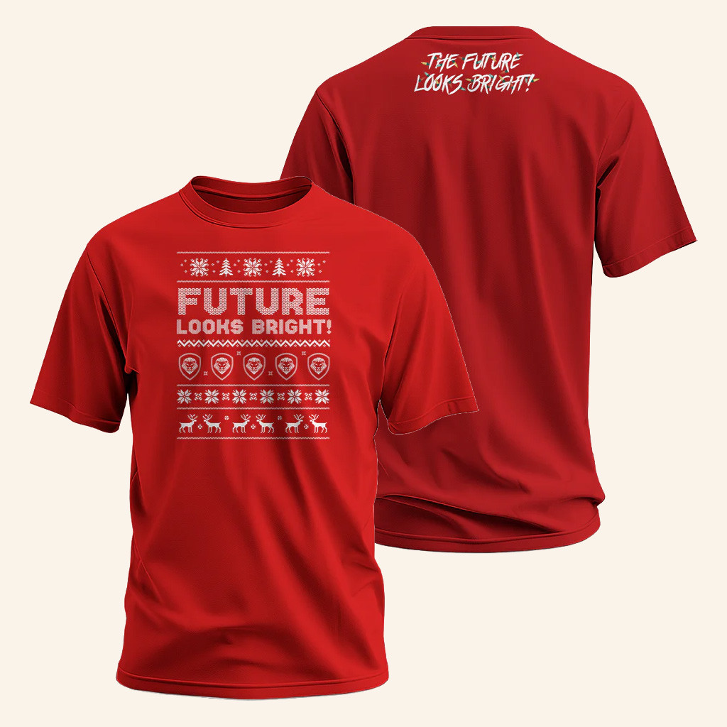 Valuetainment Merch Future Looks Bright Red Christmas T-Shirt Xmas For Him