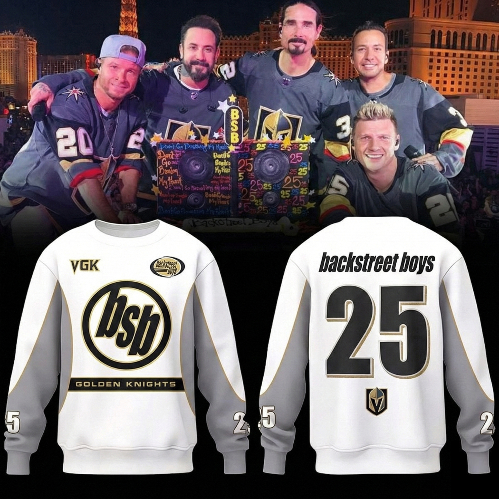 Vegas Golden Knights x Backstreet Boys 25 Years Sweatshirt Knights Merch Unique Gift For Music Fans