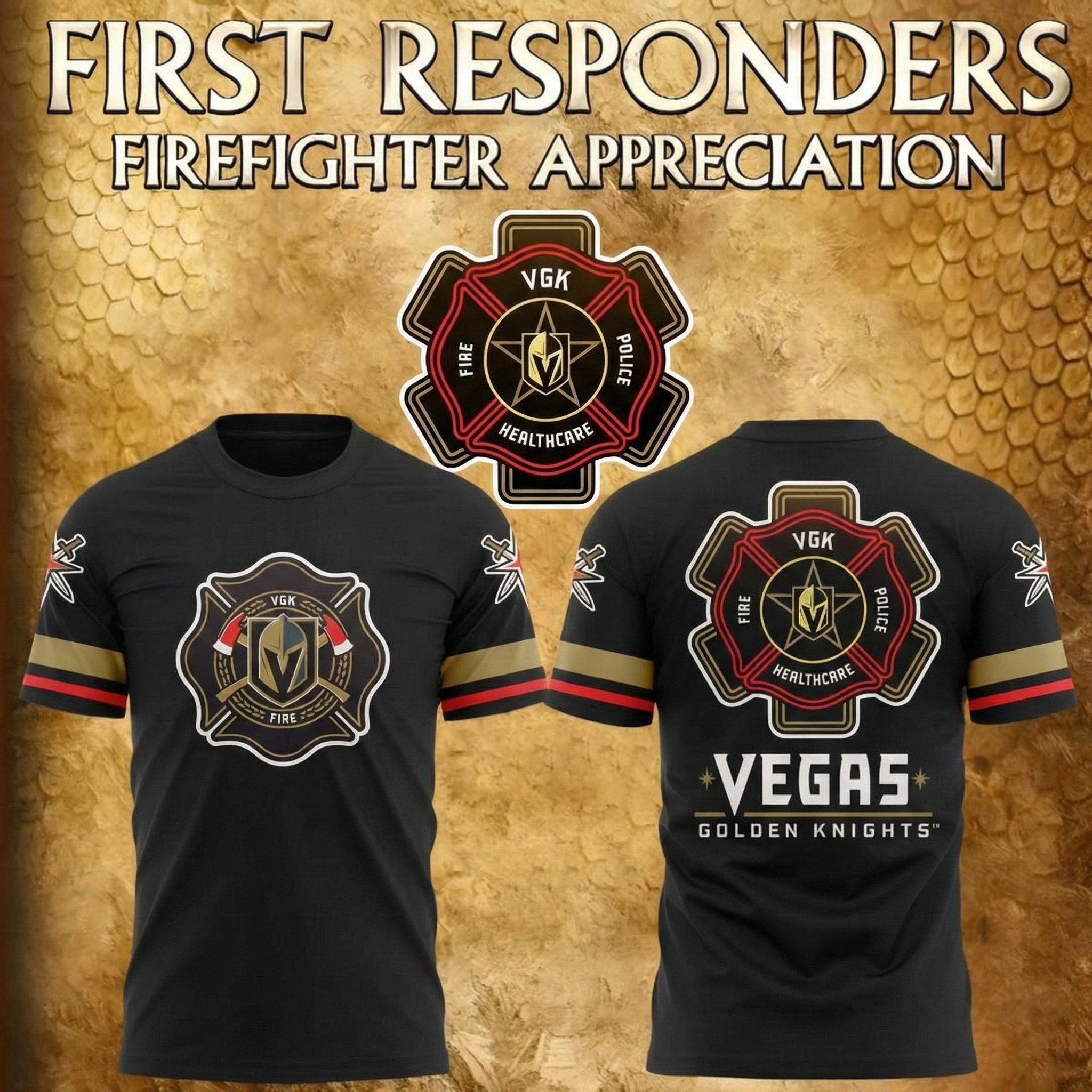 Vegas Golden Knights x Firefighter Appreciation Night Shirt VGK Clothing Best Hockey Fans Gifts
