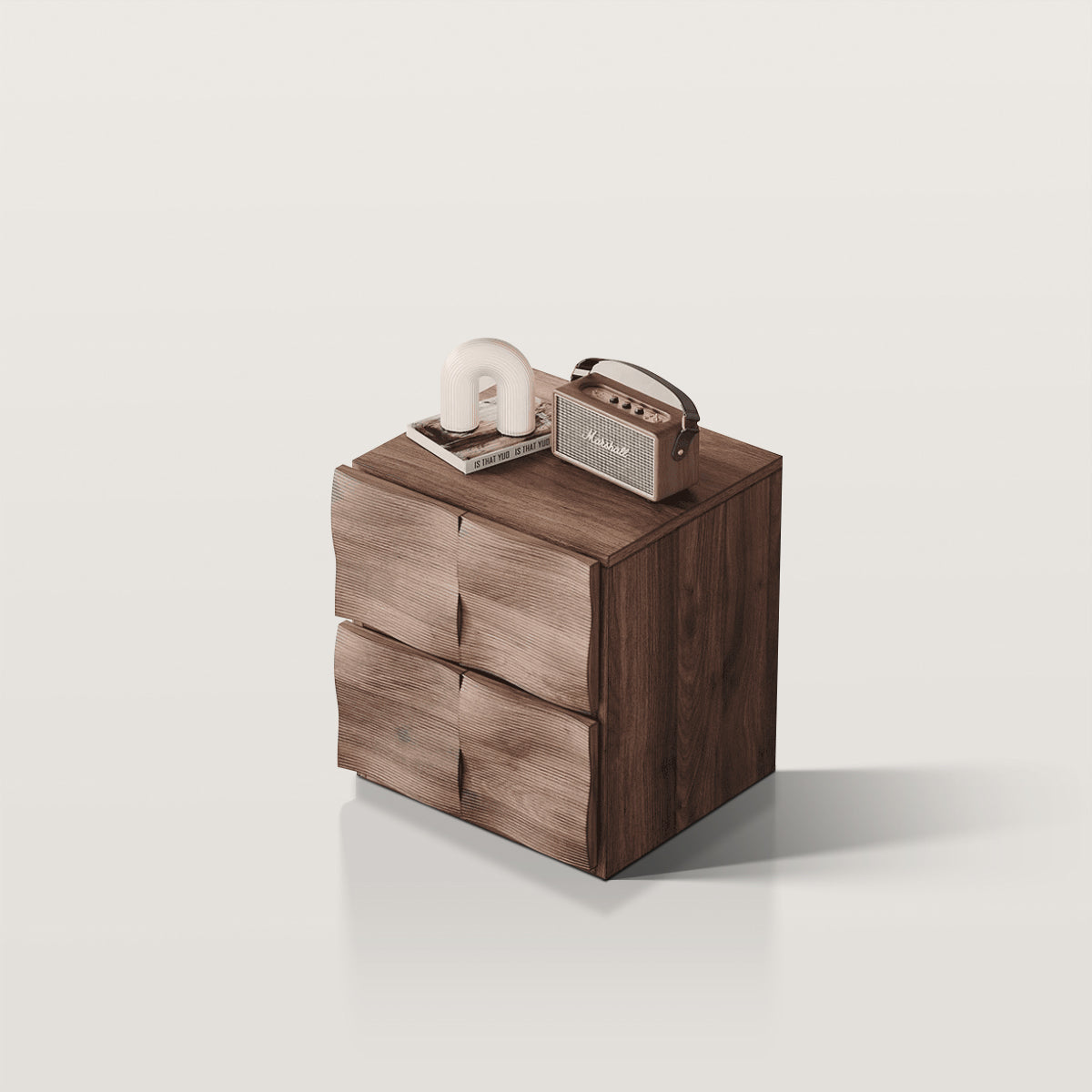 Vintage Bedside Table Cabinet with Wave Pattern