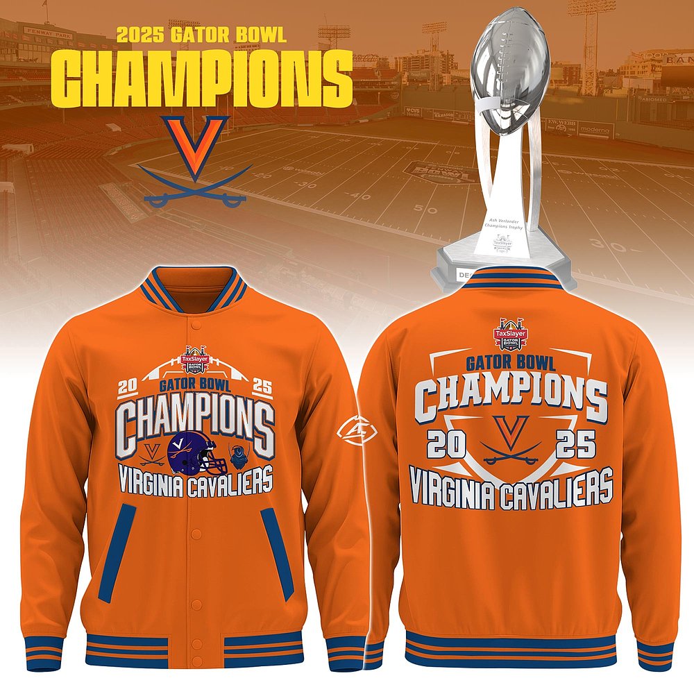 Virginia Cavaliers 2025 TaxSlayer Gator Bowl Champions Orange Bomber Jacket Best Gift For Football Fans