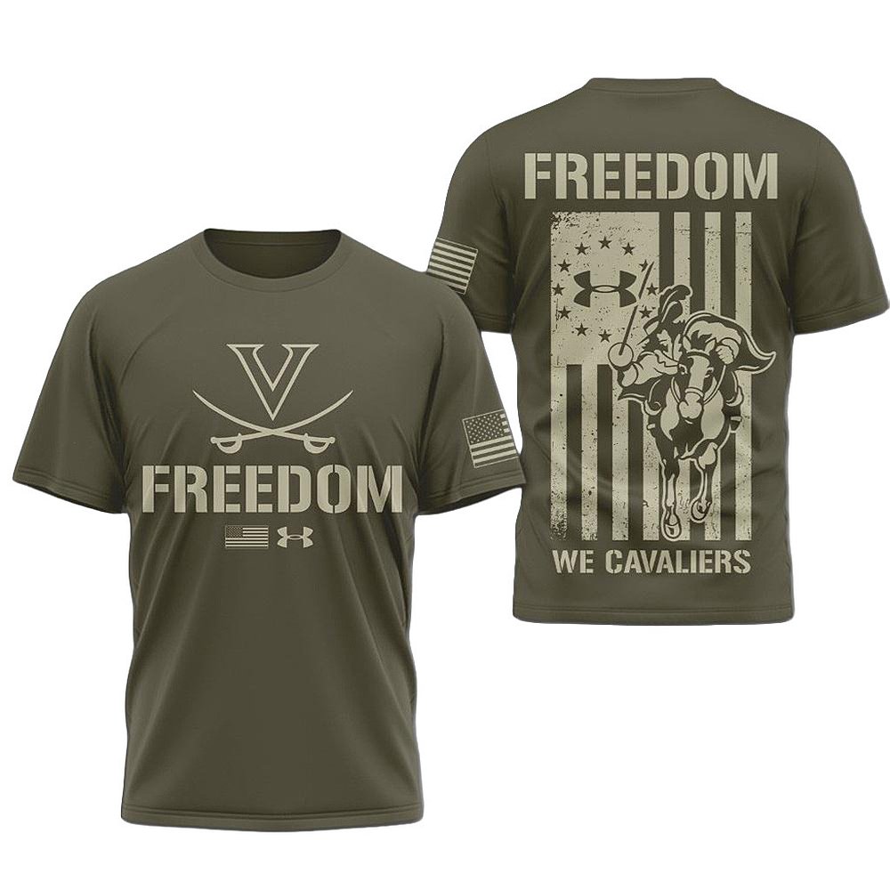 Virginia Cavaliers NCAA Freedom Under Armour T-Shirt Cavaliers Merch Best Gift For Football Fans