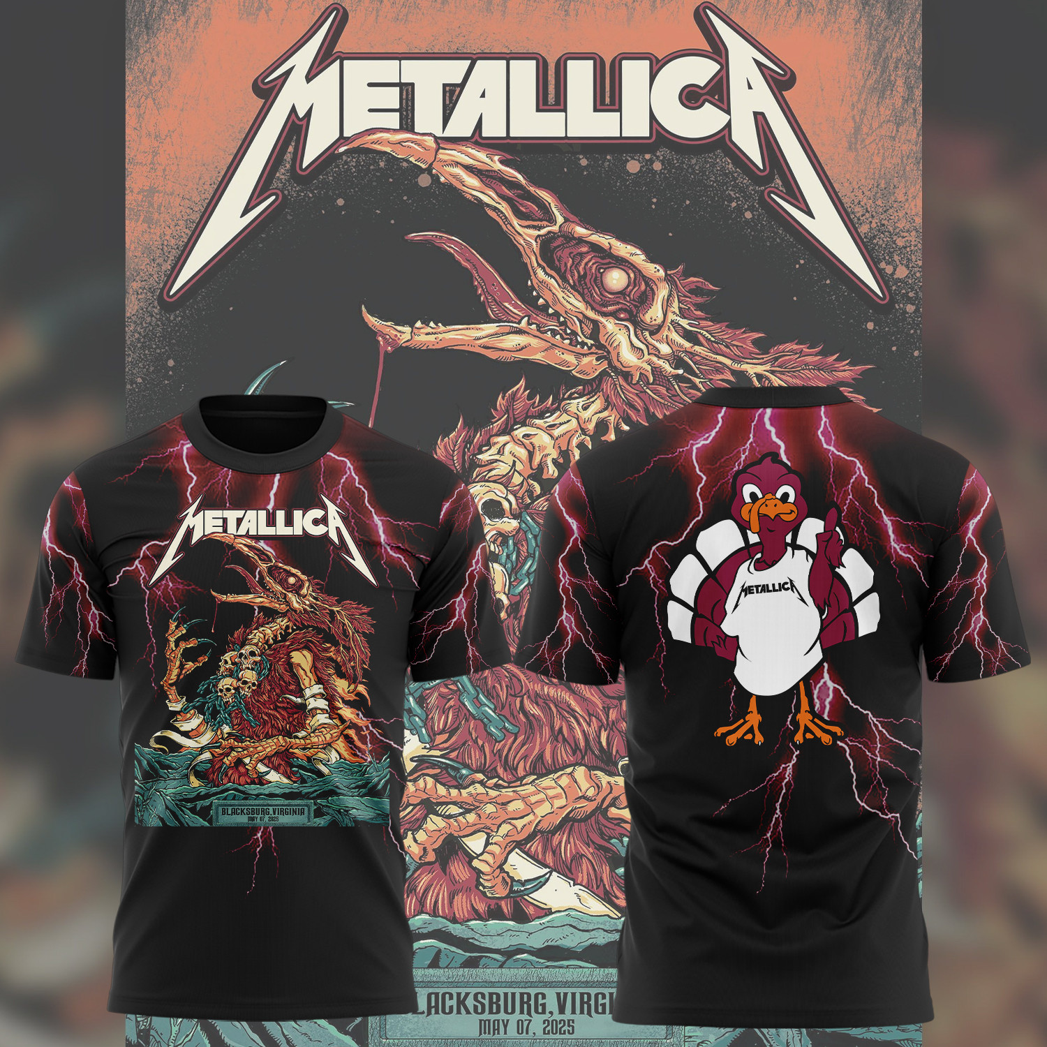 Virginia Tech Metallica M72 World Tour 2025 Black Shirt Gift For Rock Fans