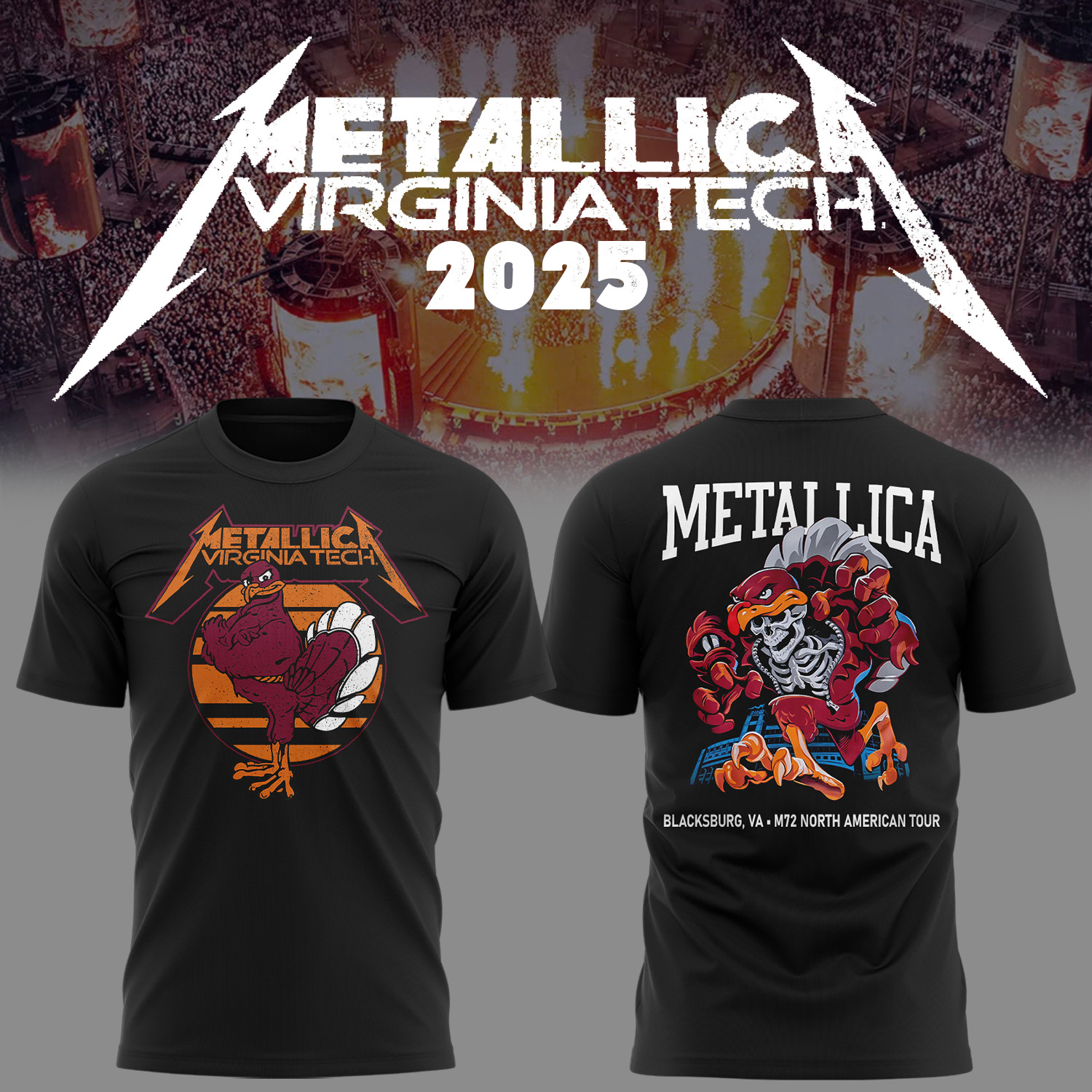 Virginia Tech Metallica M72 World Tour 2025 Black Shirt Gift Idea For Music Lovers