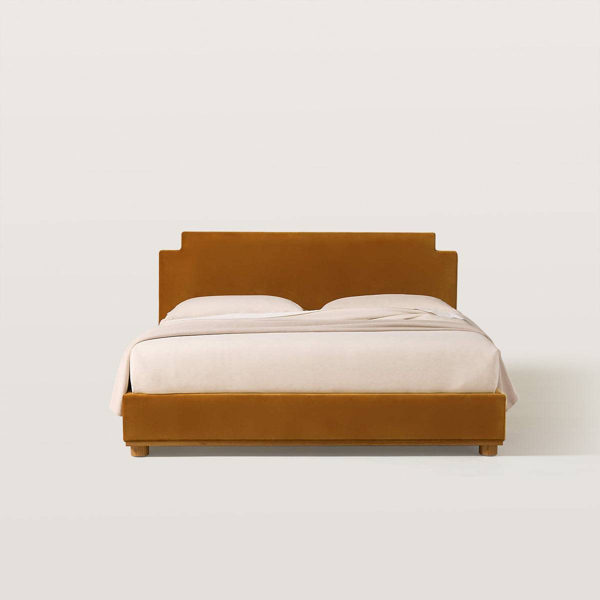 Warm Toned Bedroom Bed Frame with Wooden Base