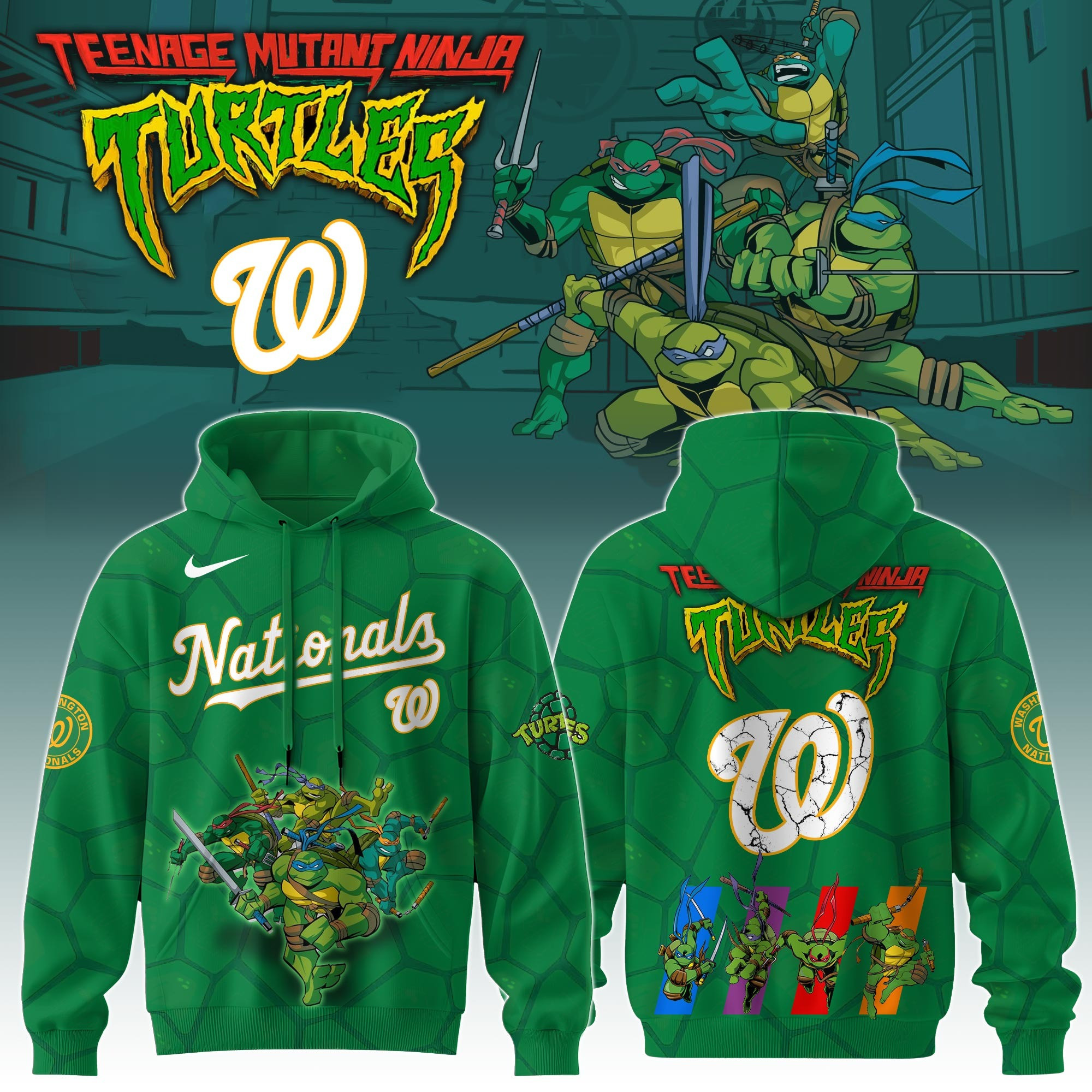 Washington Nationals MLB X Ninja Turtles Hoodie MLB Merch Gifts For Baseball Fans