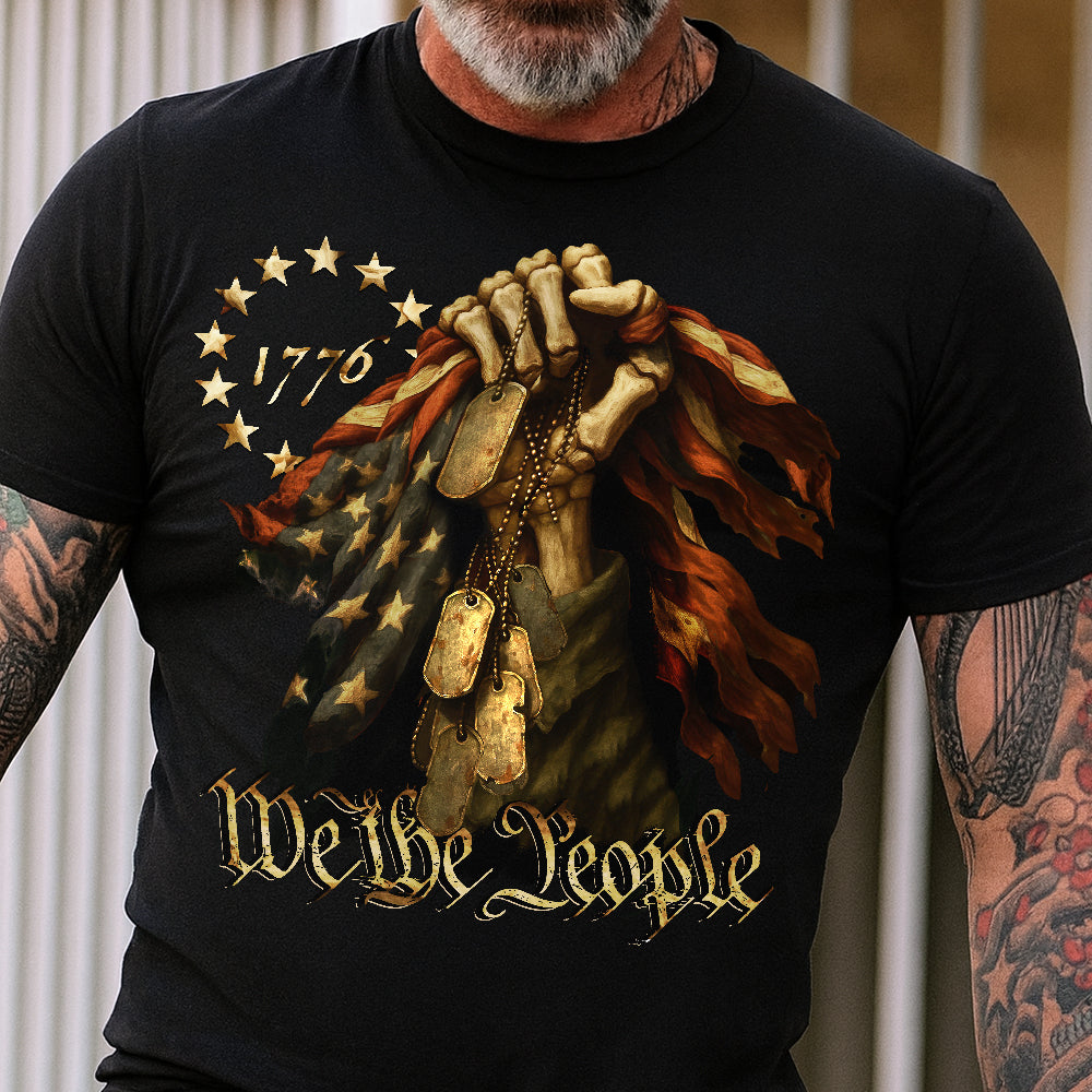 We The People-Bone Hand Dark Shirt America 250 Merchandise For Patriotic Dad