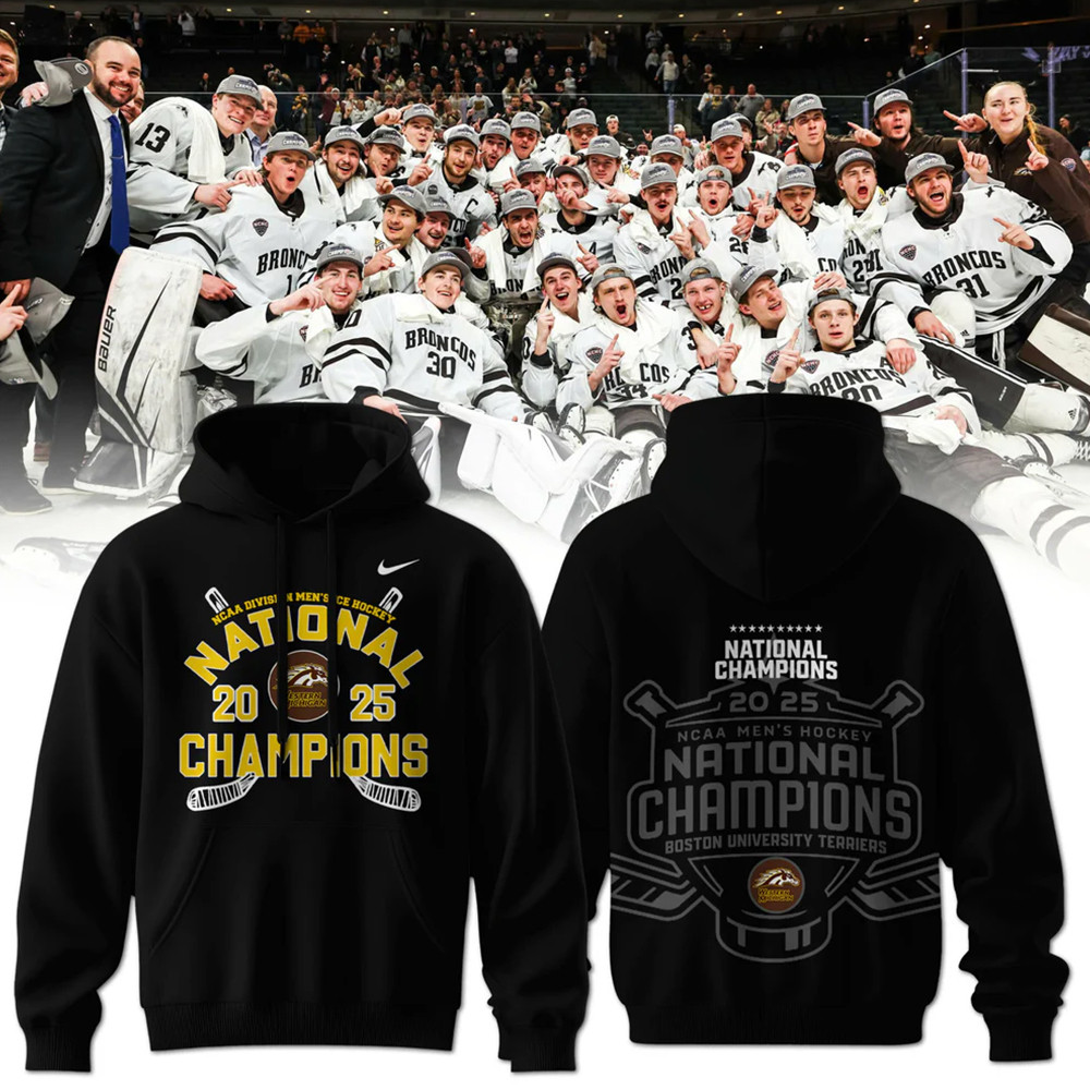 Western Michigan Broncos Men's Ice Hockey National Champions 2025 Hoodie Gifts For Dudes