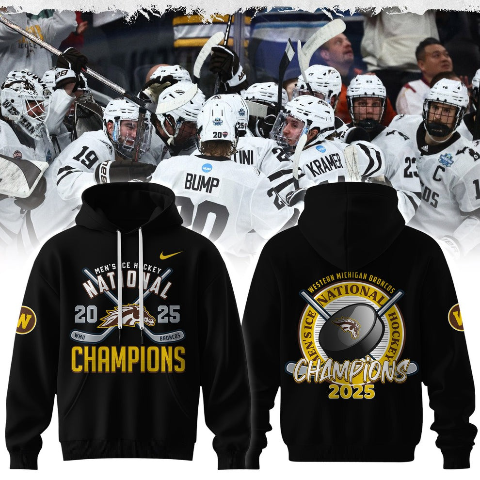 Western Michigan Broncos National Champions 2025 Hoodie WMU Men's Ice Hockey Best Gear
