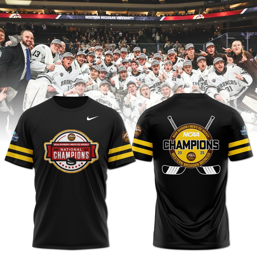 Western Michigan Broncos National Champions 2025 T-Shirt WMU Hockey Best Gift For Hockey Fans