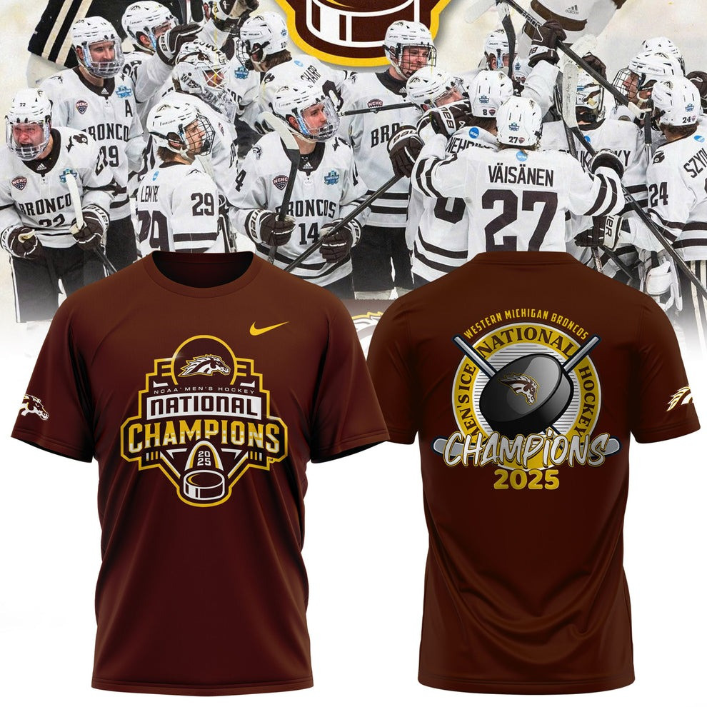 Western Michigan Broncos National Champions 2025 T-Shirt WMU Men's Ice Hockey Unique Tee