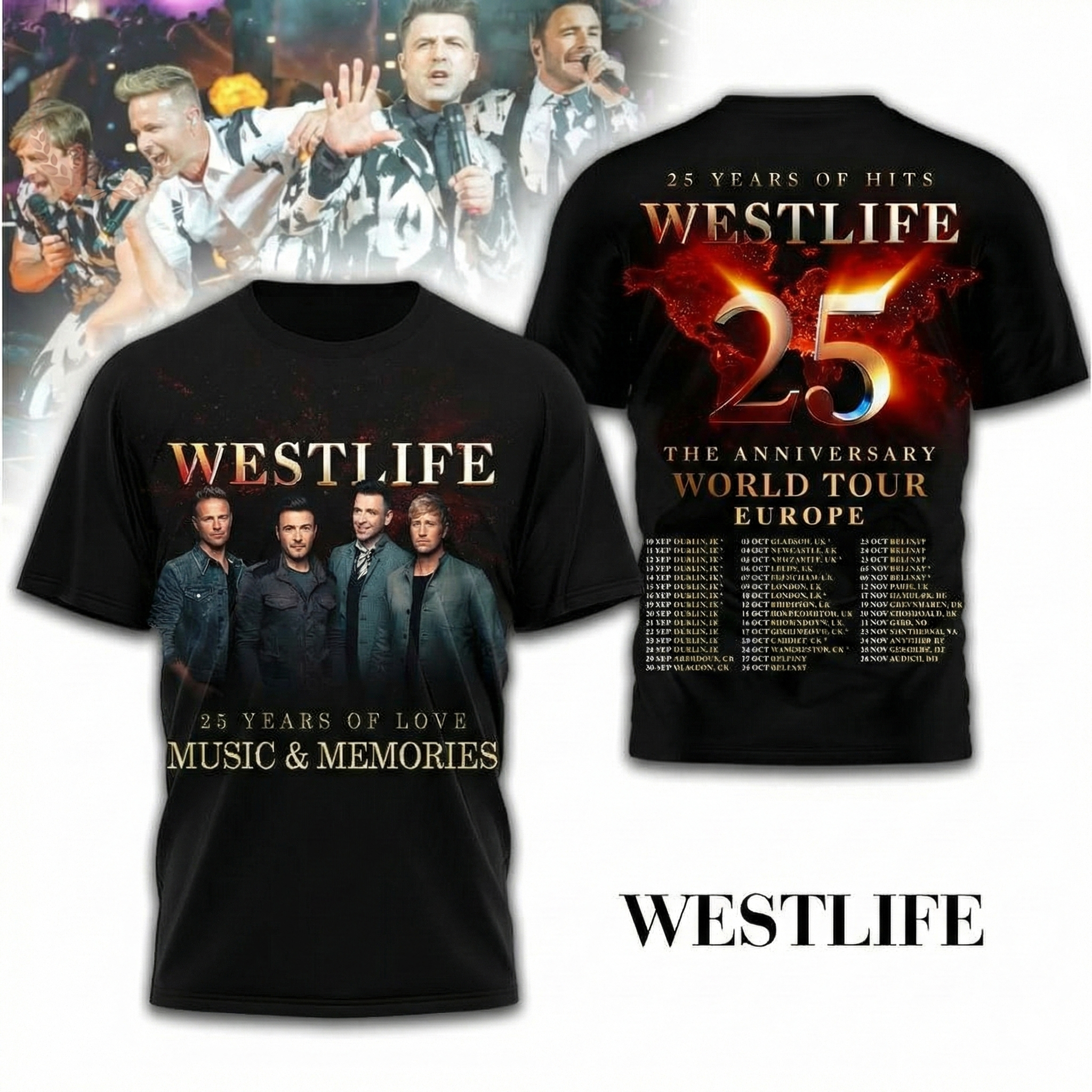 Westlife 25 Years Of Hits Westlife Anniversary World Tour T-Shirt Westlife Merch Gift For Music Lovers