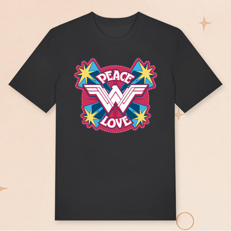 Wonder Woman Peace Love T-Shirt DC Comics Shirt For Girlfriend