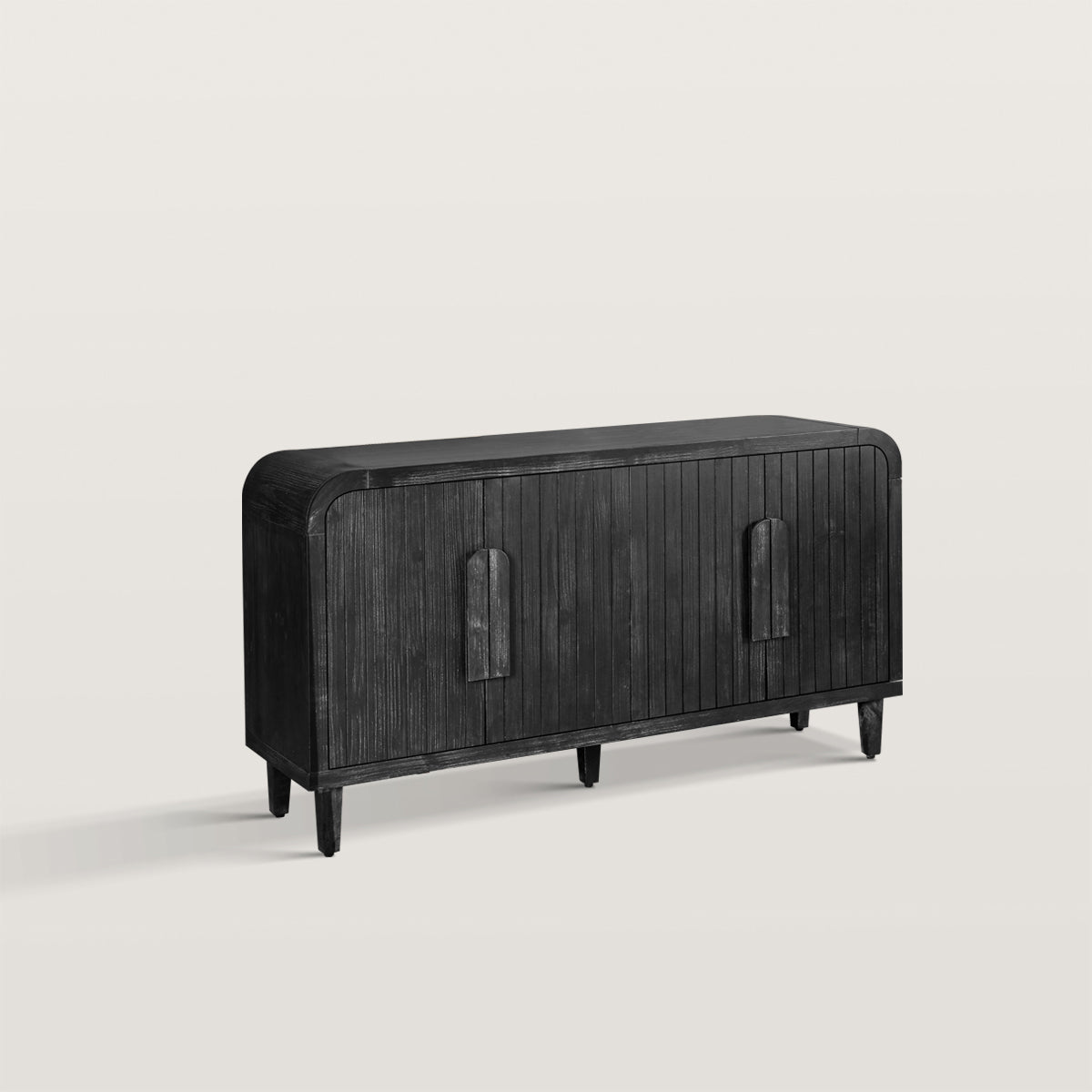 Wood Grain Storage Cabinet Sideboard with 4 Doors