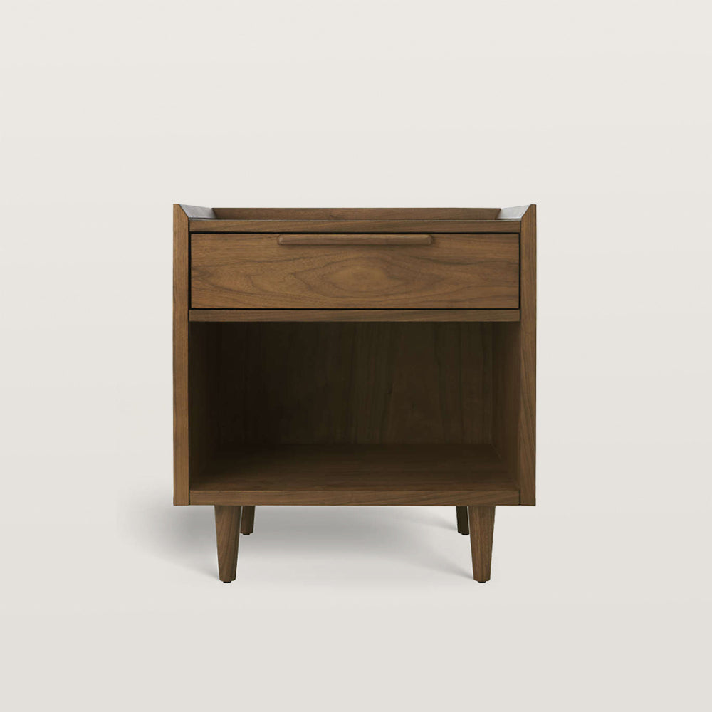 Wood Nightstand End Table with Drawer and Open Space