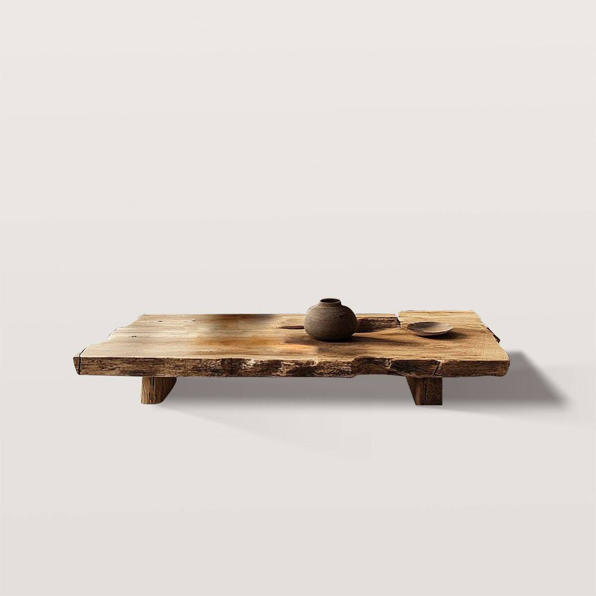 Wooden Tea Table with Irregular Lines in Offices and Living Room