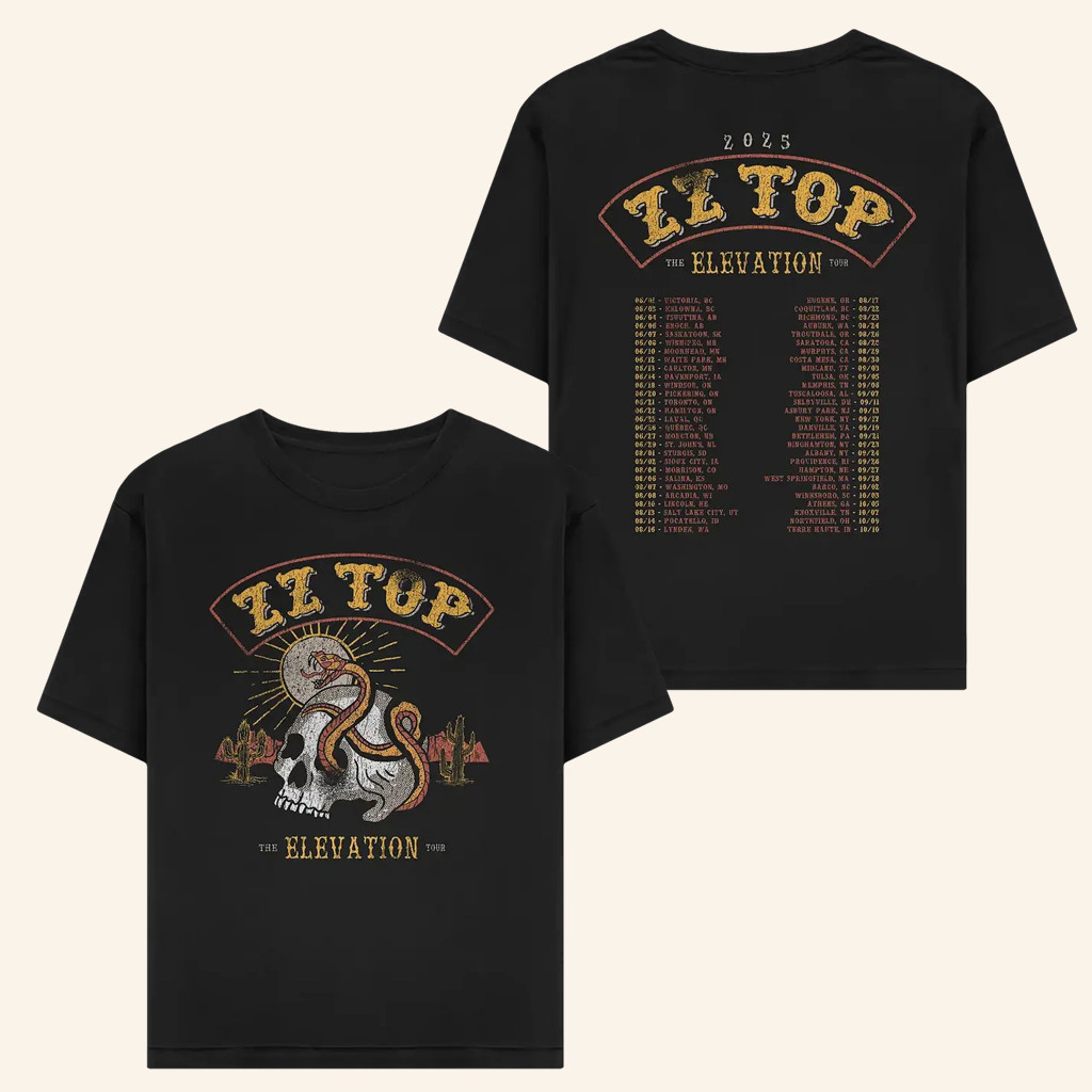 ZZ Top Merch Elevation Tour 2025 Dateback T-Shirt Gift Ideas For Fans